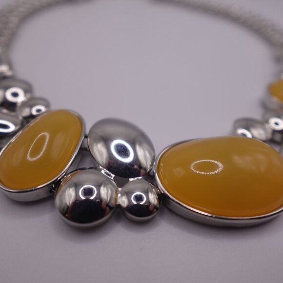 Lia Sophia Silver-tone and Yellow Cloud Burst Statement Necklace - Picture 3 of 9
